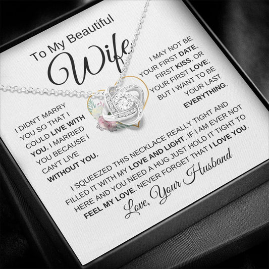 To My Beautiful Wife | Love You | Love Knot Necklace - Elliotrose Gifts