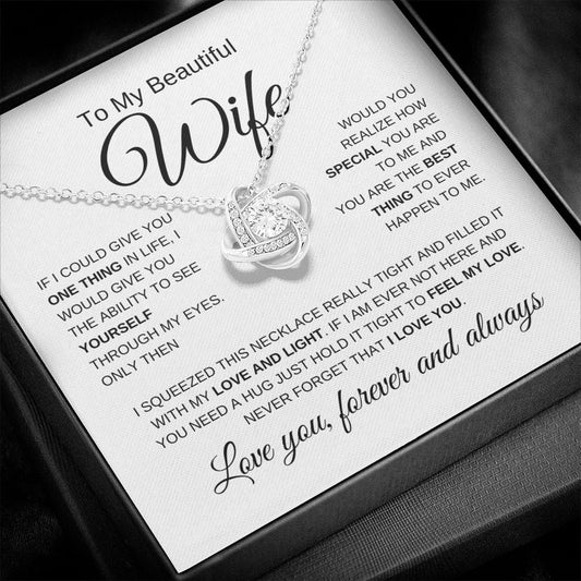 To My Beautiful Wife | Love You | Love Knot Necklace - Elliotrose Gifts