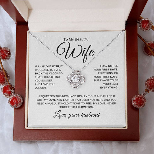 To My Beautiful Wife | One Wish | Love Knot Necklace - Elliotrose Gifts