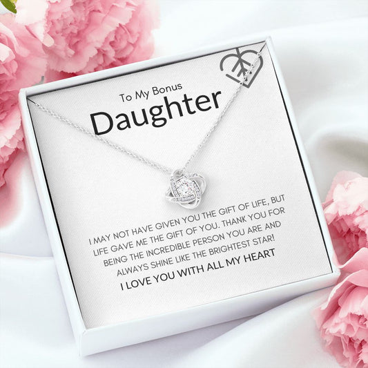 To My Bonus Daughter | Gift Of Life | Love Knot Necklace - Elliotrose Gifts