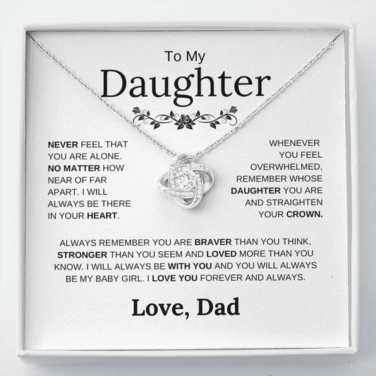 To My Daughter - I Will Always Be There- Love Knot Necklace - Elliotrose Gifts