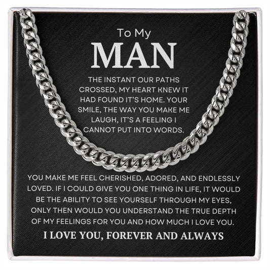 To My Man | My Heart Knew | Cuban Link Chain - Elliotrose Gifts