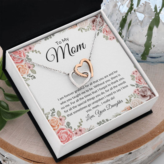 To My Mom | Forever Grateful | Interlocking Heart Necklace - Elliotrose Gifts