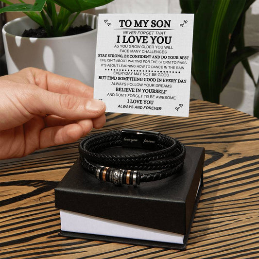 To My Son - Never Forget - I Love You Forever Bracelet - Elliotrose Gifts